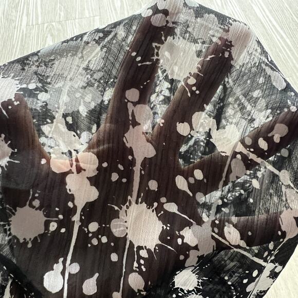 Miley Cyrus Max Azria Tunic Womens Small Black White Drawstring Georgette Sheer - Picture 13 of 16